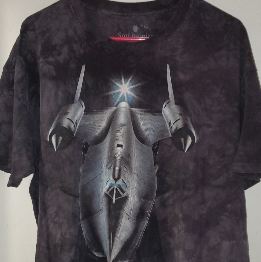 Smithsonian Museum Spaceship Aircraft NASA Marble Black T Shirt